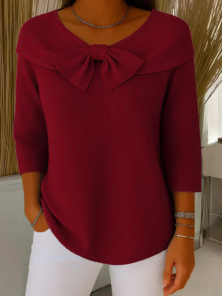 Serenna – Women’s Jumper With Bow And Round Neck