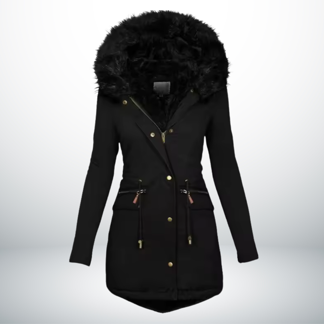 Zynro™ - Entspannte Mittellange Winterjacke mit Kapuze und Weichem Kragen