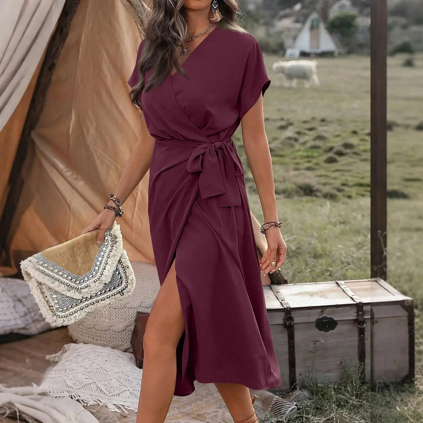 Sofia | Elegant Wrap Midi Dress