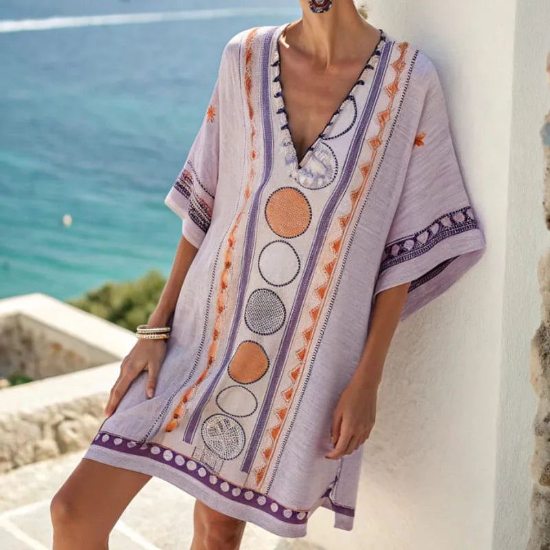 Marina | Striped V-Neck Beach Dress