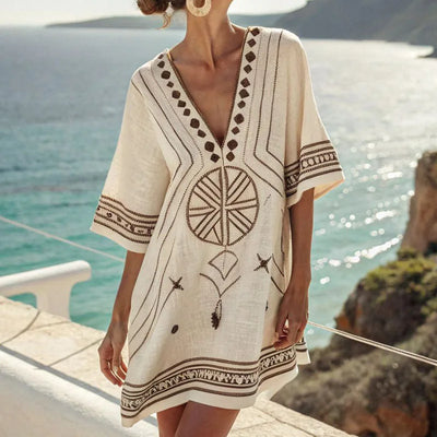 Marina | Striped V-Neck Beach Dress